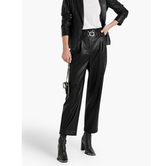 DEREK LAM 10 CROSBY Belted faux leather straight-leg pants - Picture 3 of 7
